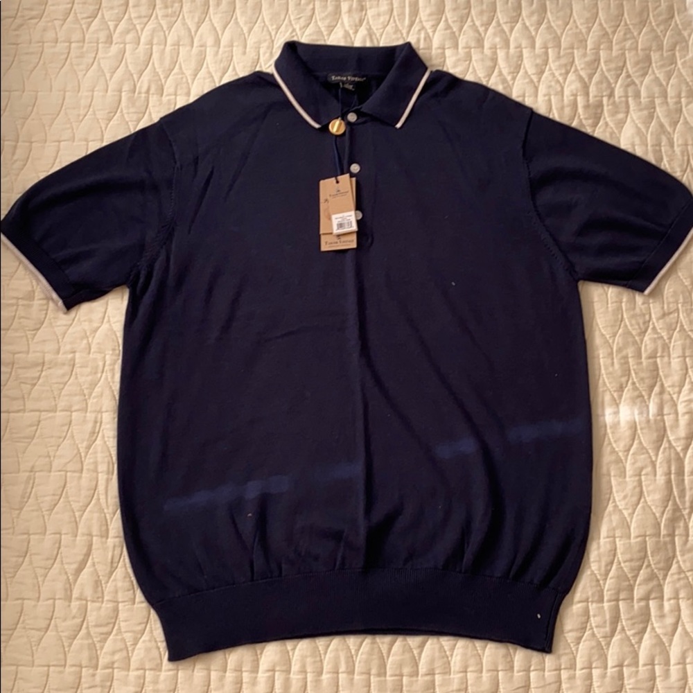 Brand new tailor vintage navy blue polo shirt